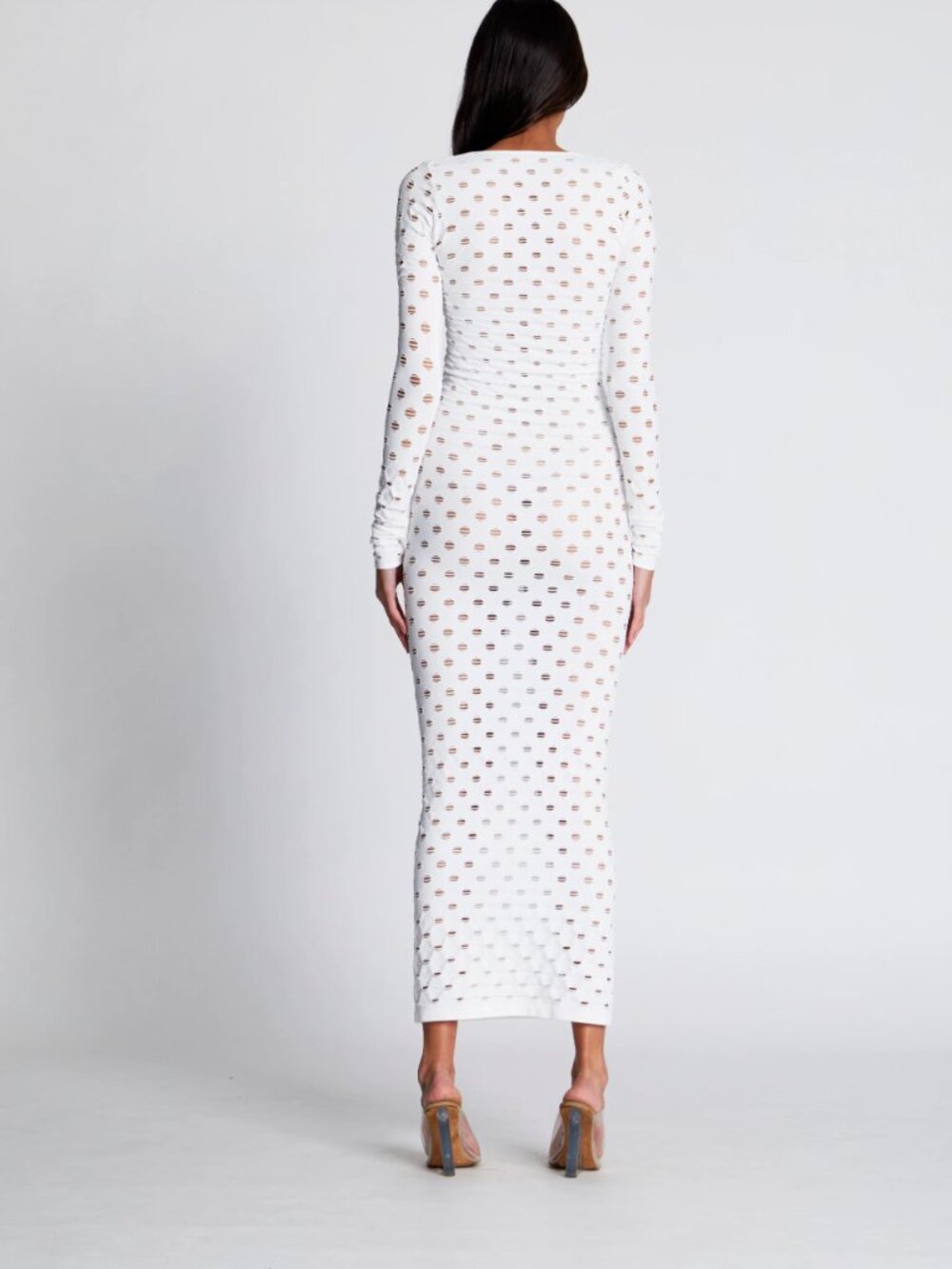 Maisie Wilen Made in Los Angeles Perforated Long Sleeve Gown Size 0/S - Picture 3 of 13
